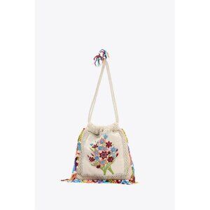 ZARA FLORAL EMBROIDERED BUCKET BAG